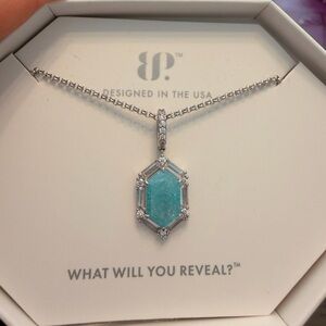 Stunning Silver Necklace with Aqua Pendant